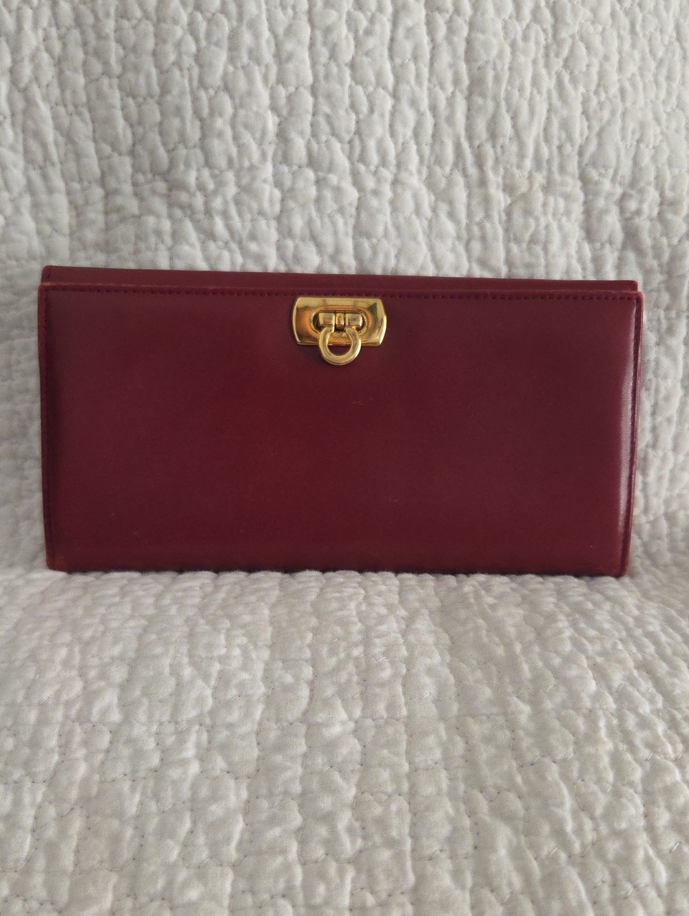 Salvatore Ferragamo Women's Leather Clutch Wallet with Gold Hardware